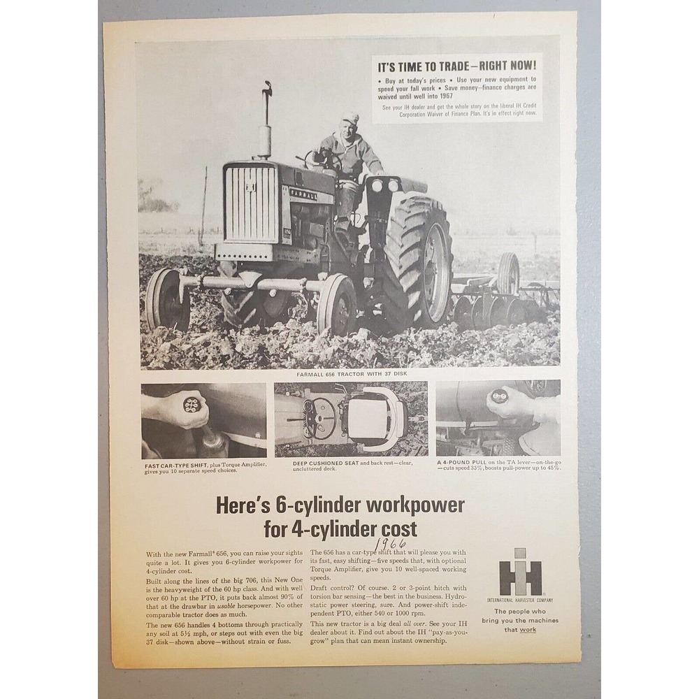 International Harvester 1966 Advertisement New Farmall 656 Tractor